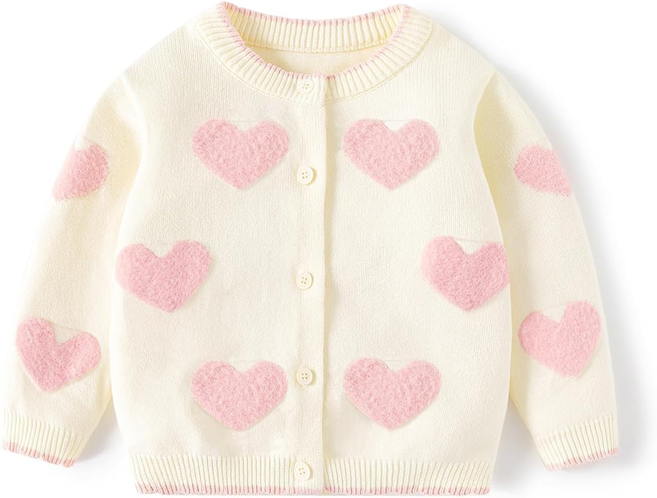 Cute Baby Girls Hearts Knit Cardigan Sweater, Toddler Loose Long Sleeve Shirts Warm Tops for Fall... | Amazon (US)