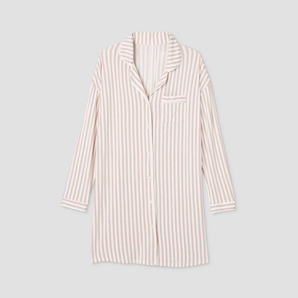 Women's Striped Beautifully Soft Notch Collar Nightgown - Stars Above™ Rose | Target