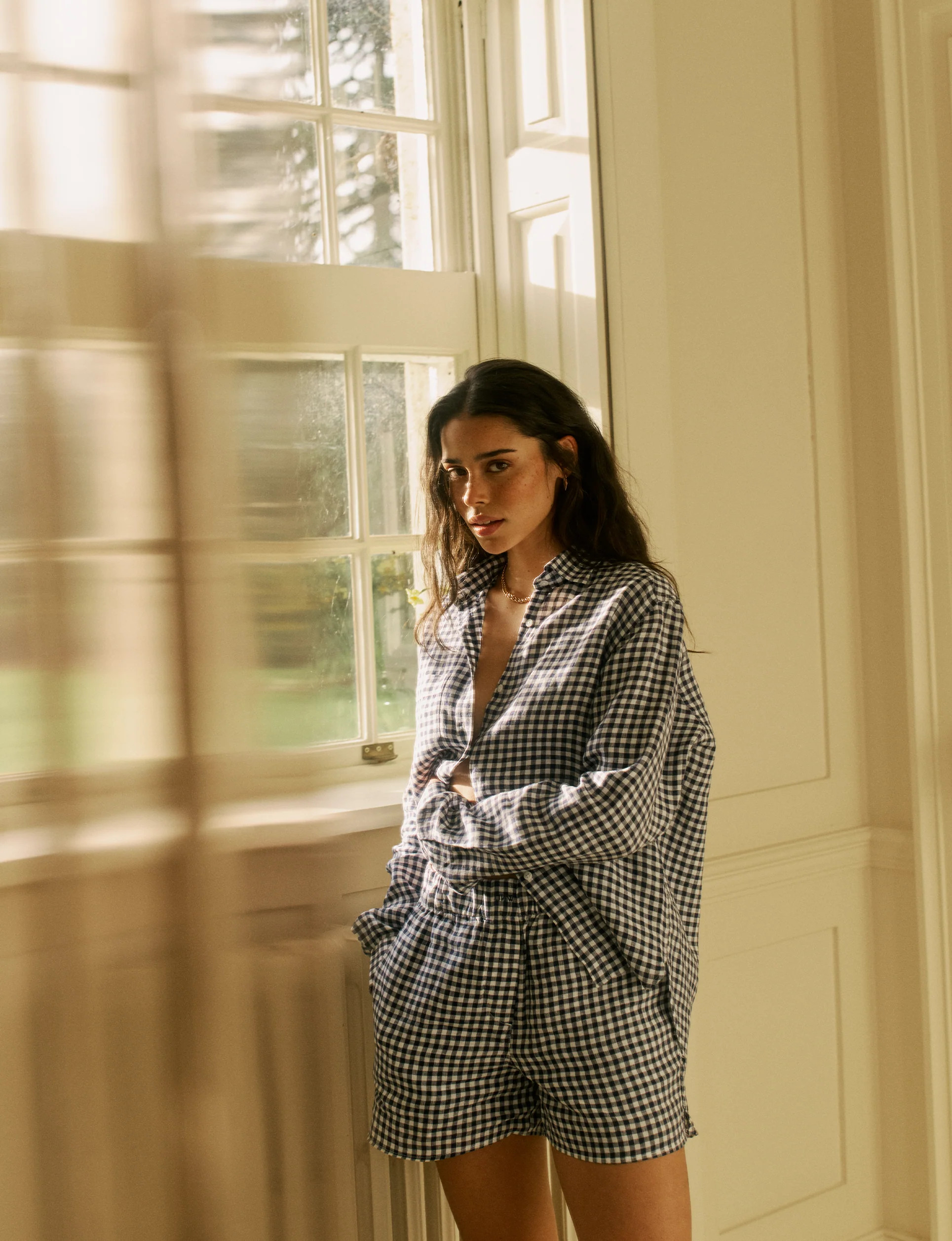 The Classic: Linen, Navy Gingham | With Nothing Underneath