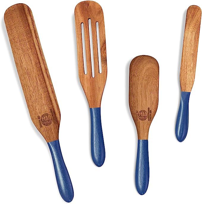 Amazon.com: As Seen on TV, Mad Hungry Spurtle 4pc Set, Acacia Premium Wood Finish, Cooking Utensi... | Amazon (US)