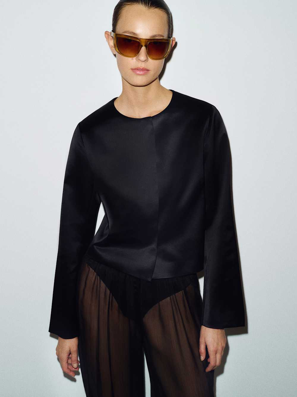 Stella Cropped Satin Jacket | Reformation (Global)