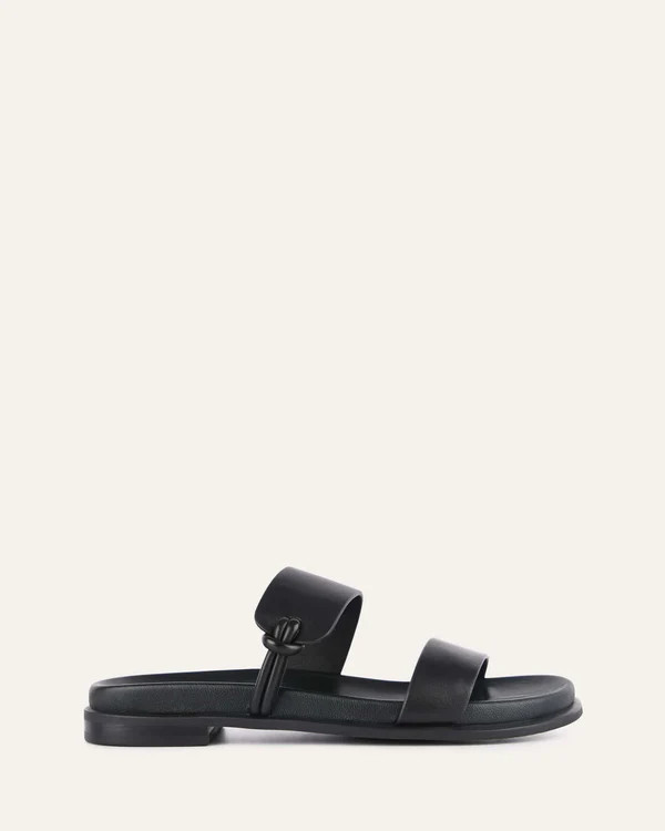 HAYES FLAT SANDALS BLACK LEATHER | Jo Mercer (AU)