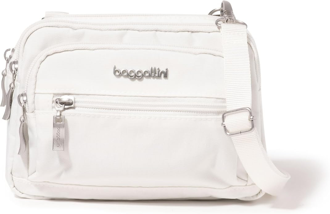 Baggallini Triple Zip Small Crossbody Bag for Women - Lightweight Convertible Fanny Pack Belt Bag | Amazon (US)
