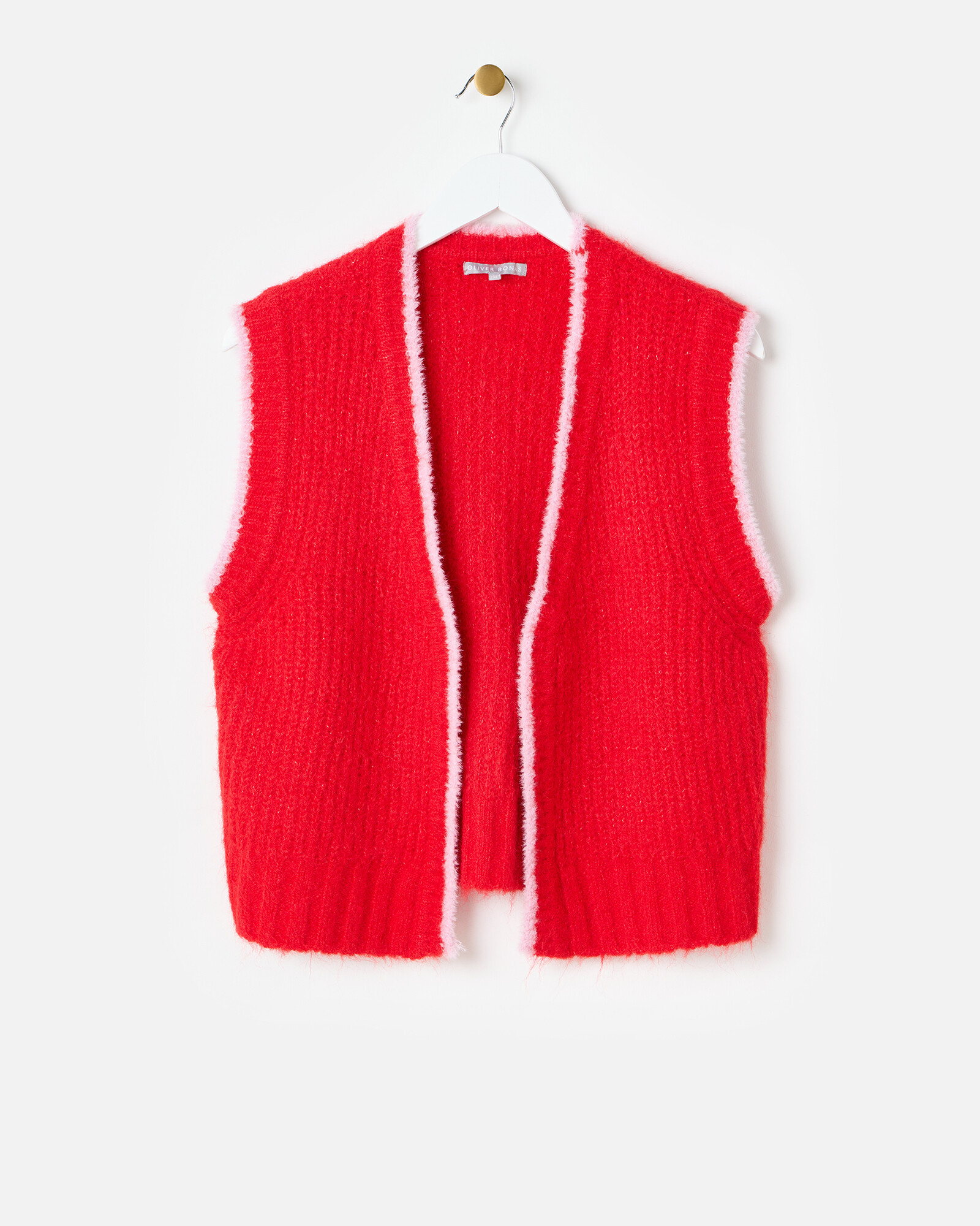 Fluffy Red Knitted Waistcoat | Oliver Bonas | Oliver Bonas (Global)
