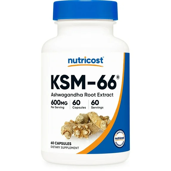 Nutricost KSM-66 Ashwagandha Root Extract Supplement 600mg, 60 Vegetarian Capsules | Walmart (US)