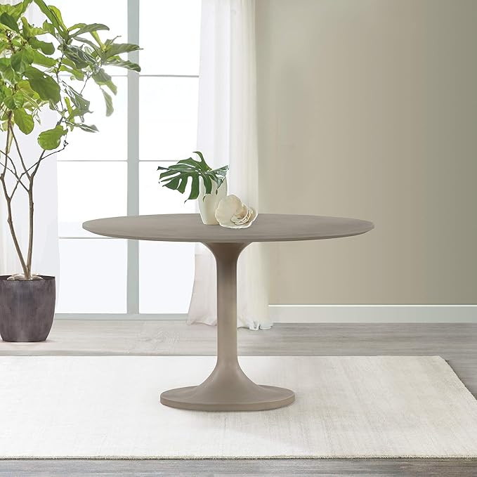 Armen Living Pippa Concrete and Metal Tulip Round Dining Table, Medium Grey | Amazon (US)