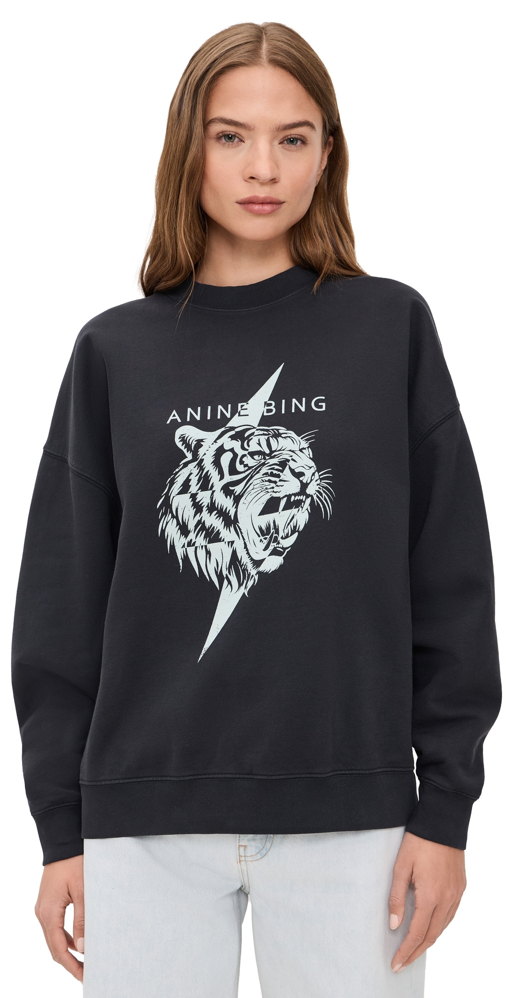 ANINE BING Miles Tiger Sweatshirt Vintage Black M | Shopbop