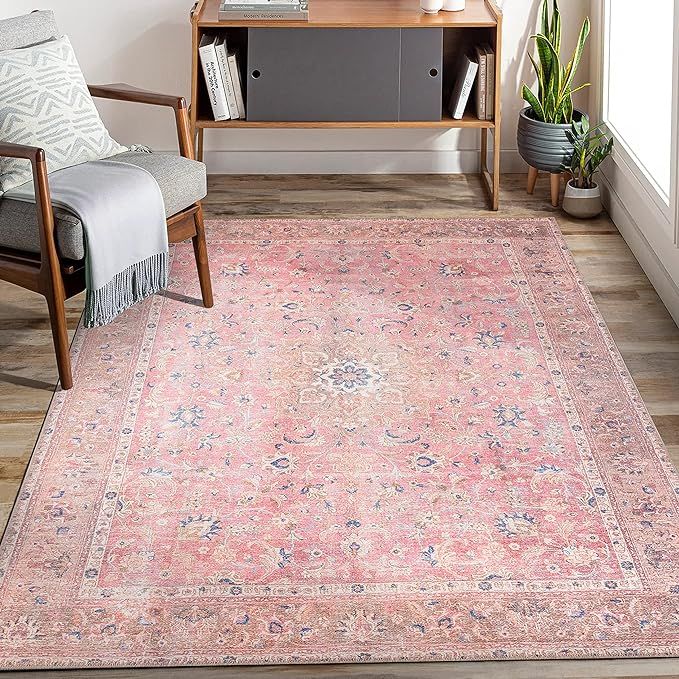 GLN Rugs Stain Resistant Machine Washable Area Rug - Vintage Persian Boho Distressed Aesthetic - ... | Amazon (US)