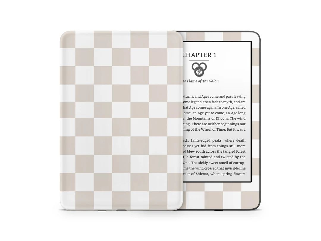 Almond Checker Kindle Skin, Soft Pastels Neutral Beige Aesthetic, Pattern Amazon Kindle Paperwhit... | Etsy (US)