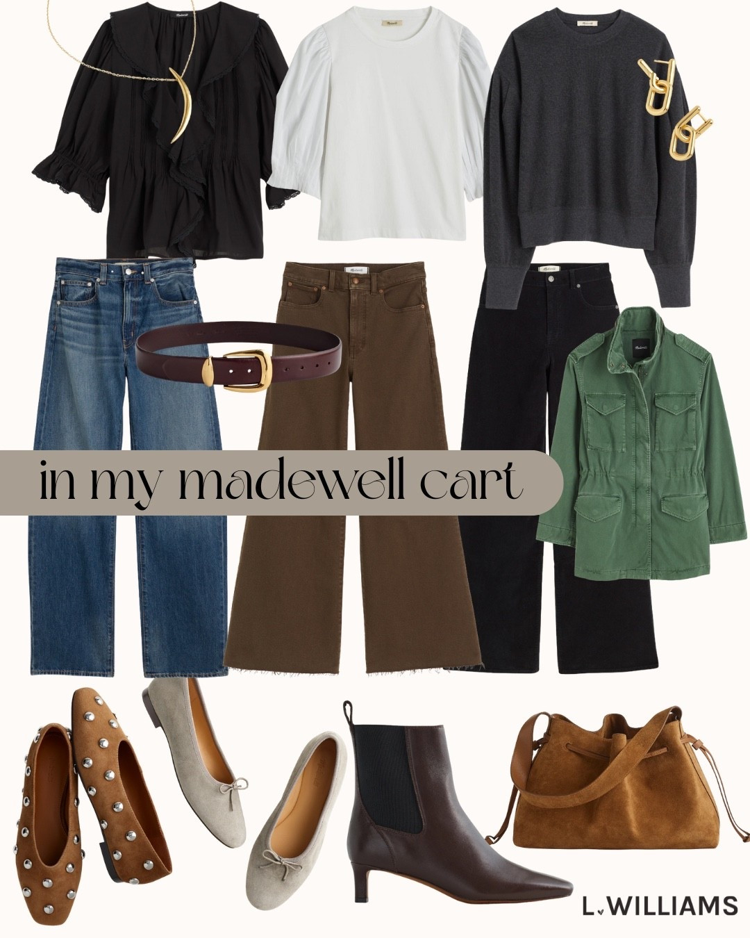 Classics but with elevated details. Obsessed with the sleeves on all of those tops. And the bottoms 👏🏻 wide leg black cords are perfection with denim tops this fall. Yay! 