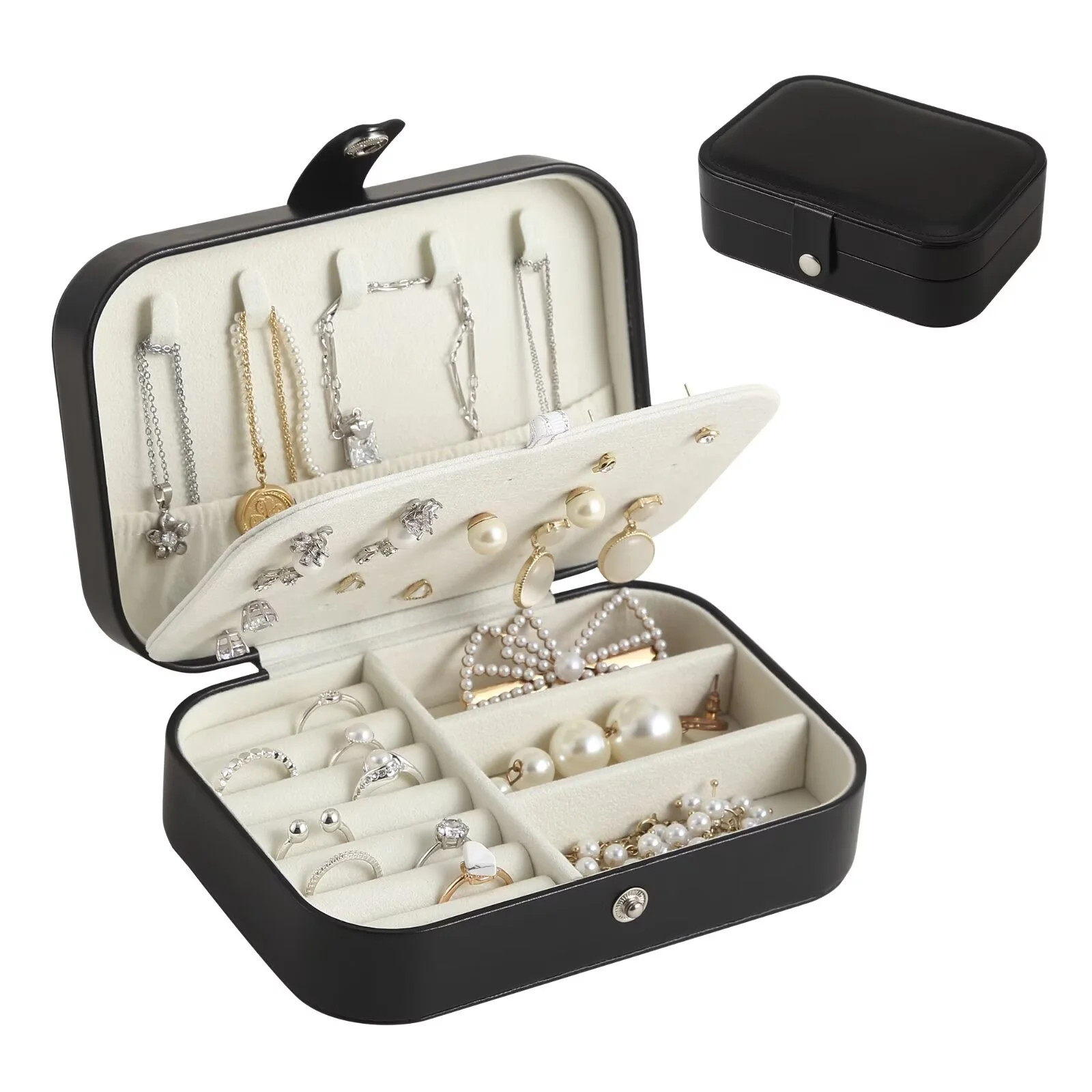 Casegrace Portable Jewelry Box for Women Girls Double Layer Display Storage Organizer Earrings Ri... | Walmart (US)