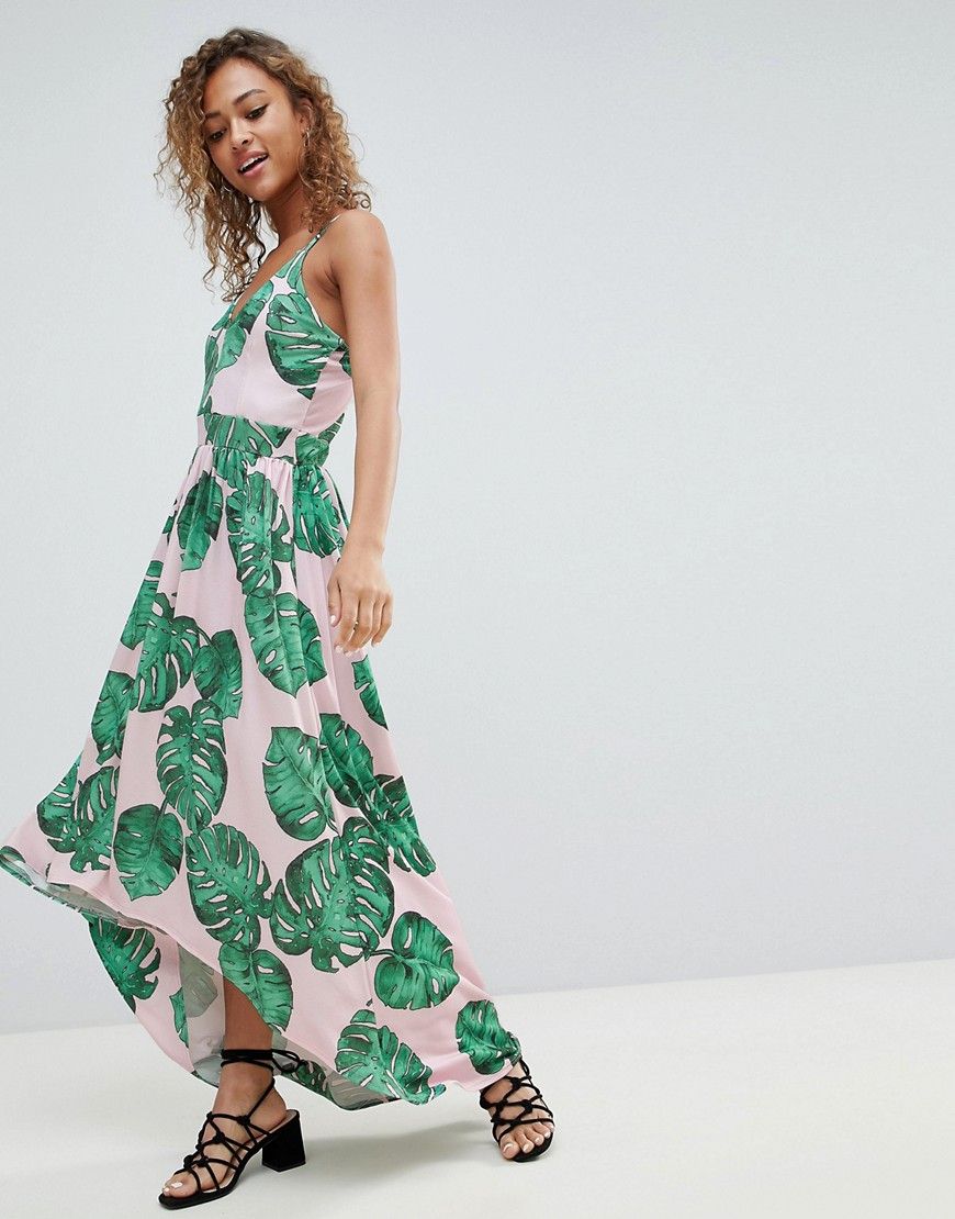 Lasula Palm Print Maxi Dress - Green | ASOS US