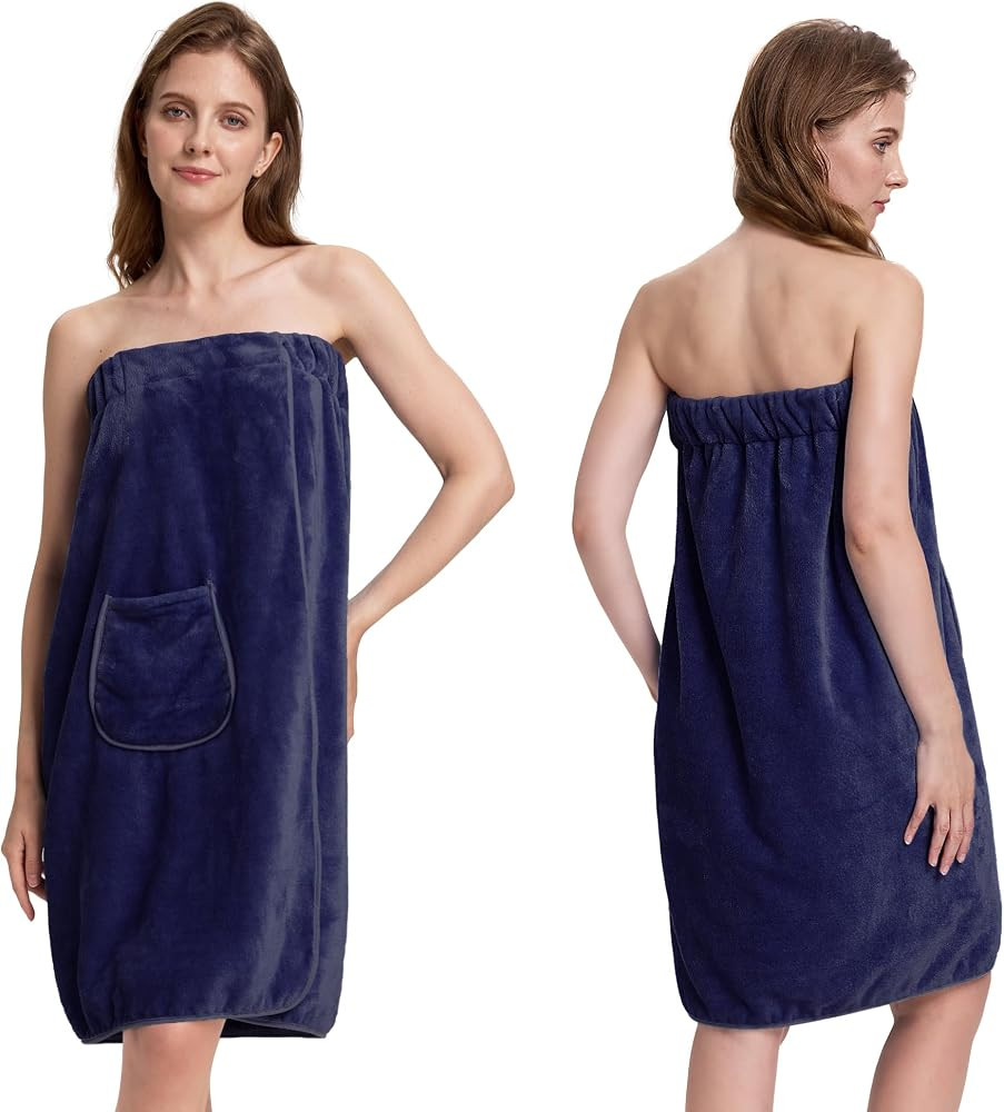 PJGGZ Towel Wrap for Women, Three Adjust Clasps Closure Bath Wraps After Shower Spa Sauna Bathrob... | Amazon (US)