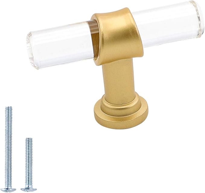 goldenwarm 10 Pack Brushed Brass Cabinet Knobs Acrylic Drawer Knobs - LS9165GD Acrylic Knobs for ... | Amazon (US)