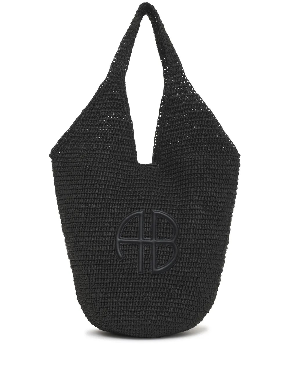 ANINE BING Leah Hobo embroidered-logo Tote Bag | Black | FARFETCH | Farfetch Global