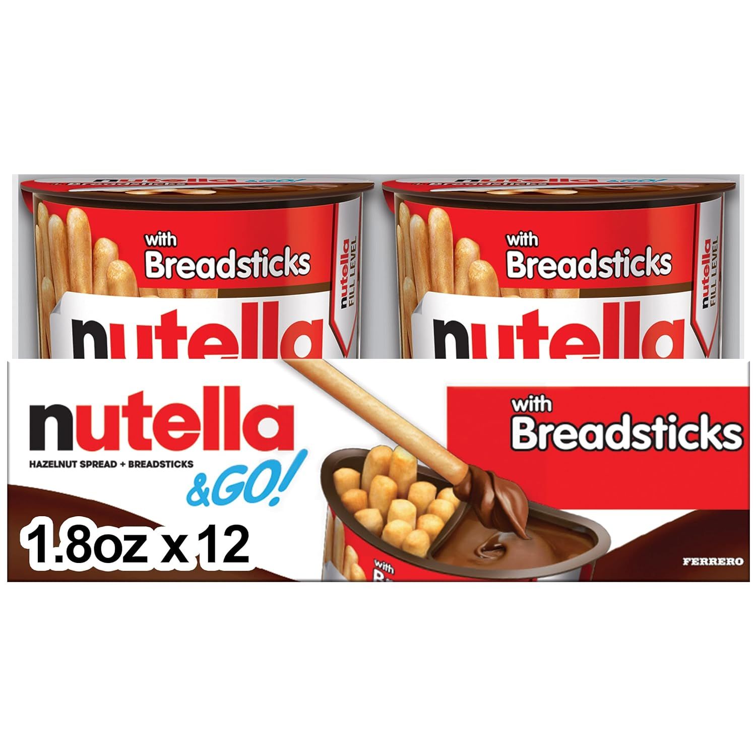 Nutella & GO! Hazelnut And Cocoa Spread With Breadsticks, Snack Pack, Easter Basket Stuffers, 1.8... | Amazon (US)