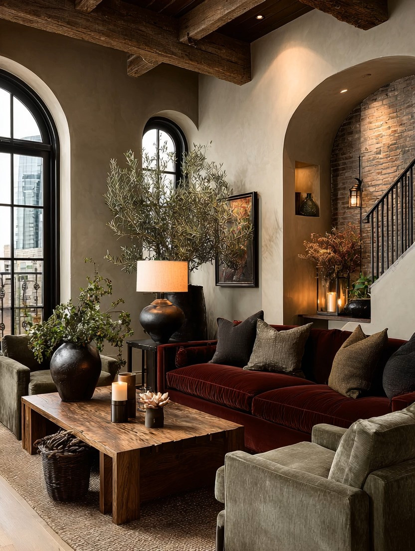 From Italy to Greece to Portugal to Spain — this is that rustic European warmth we all feel drawn to.

A rich burgundy velvet sofa anchors the room and instantly becomes the statement piece. It stands confidently on its own — place it anywhere and it speaks for itself.

Now layer with intention:

Two sage green velvet chairs that subtly echo the tones of the olive tree

Black accents — the table lamp base, planters, side table — repeating the same finish to create cohesion

A simple natural wood coffee table to ground the entire space and balance the richness

Design rule to remember:
Always match two elements.
Two sage chairs + the olive tree.
Black lamp base + black planter.
Repetition creates understated luxury.

The only piece allowed to stand alone?
Your burgundy sofa.

Complete the full look — or simply borrow elements and make it your own.

#EuropeanInspired #RusticLuxury #VelvetSofa #WarmInteriors 

 #LTKHome