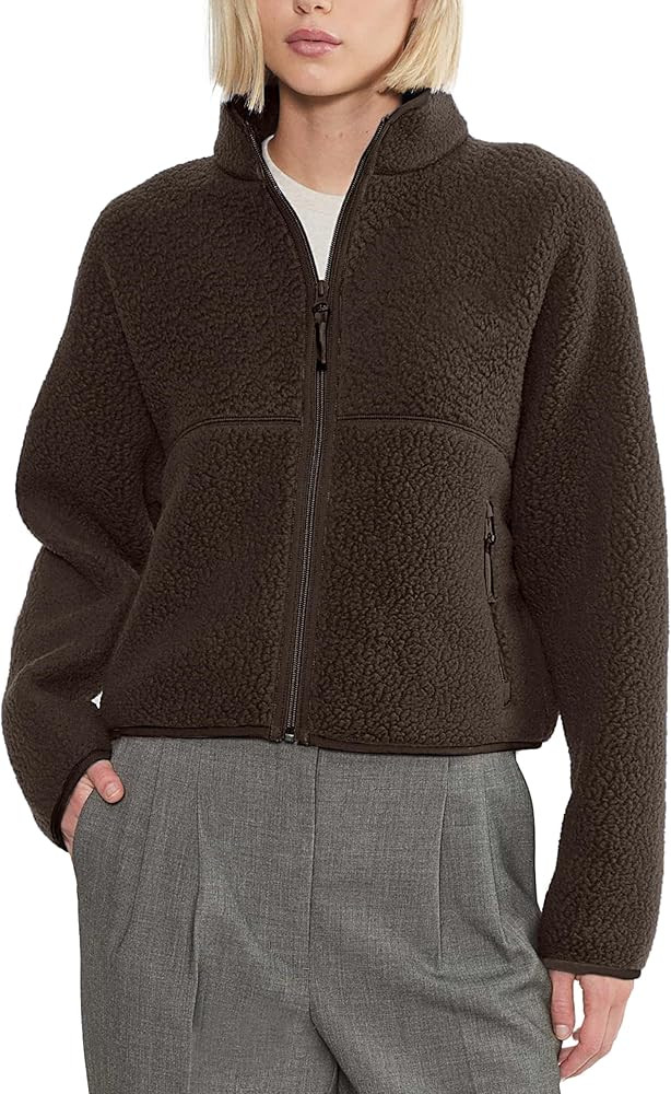 Fleece Jackets Women Causal Long Sleeve Sherpa Jacket Warm Ziper Fuzzy Coat Sweatshirts Trendy wi... | Amazon (US)
