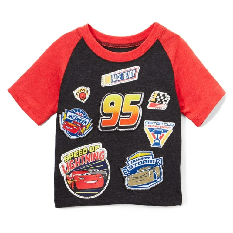 Disney Little Boys' Toddler Cars 3 Logo Patches Raglan Tee | Walmart (US)