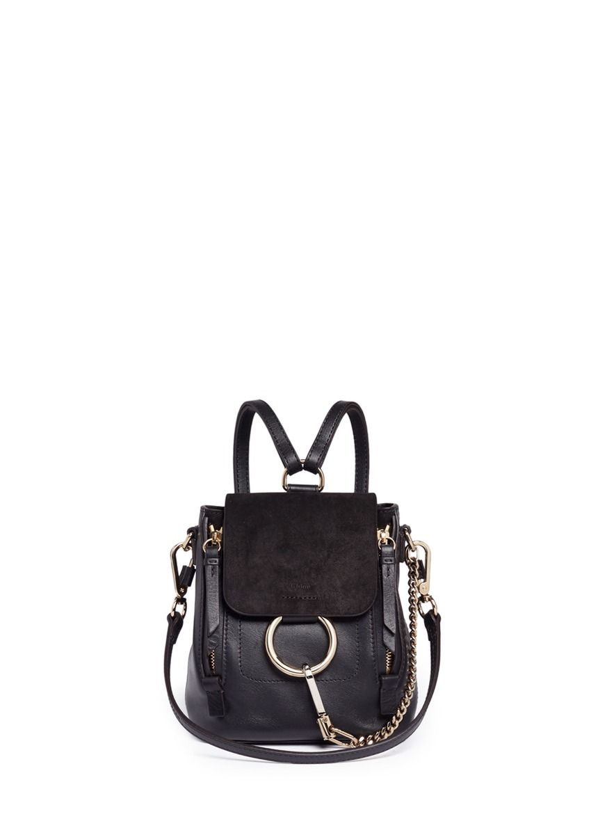 'Faye' mini suede flap leather backpack | Lane Crawford (US)