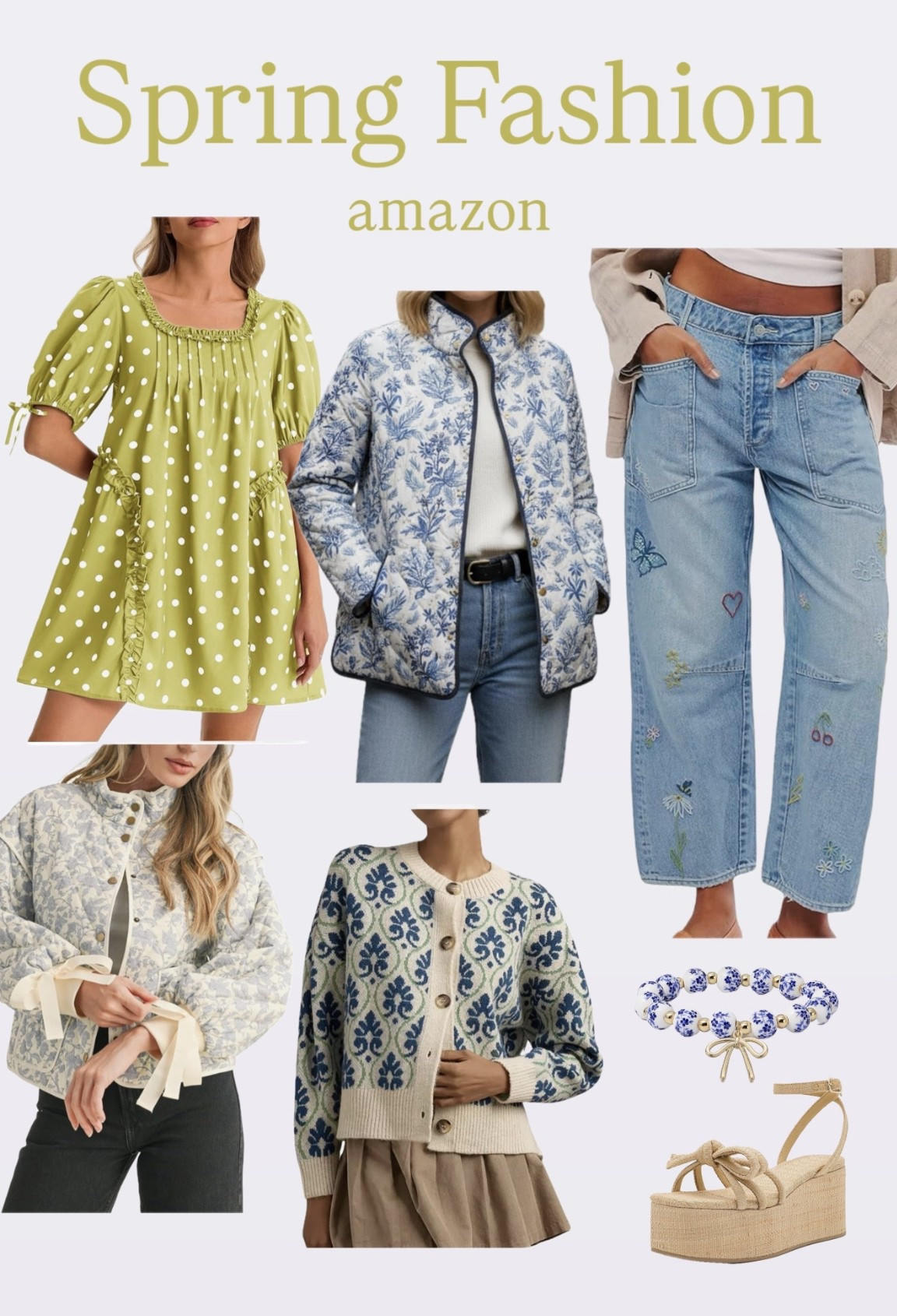 Amazon spring fashion 💐 quilted jackets, spring outfit, spring dresses, platform wedges

#LTKFindsUnder50