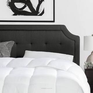 Brookside Upholstered Scoop-Edge Full XL Headboard with Square Tufting in Charcoal-BSFFSCSTCHHB -... | The Home Depot