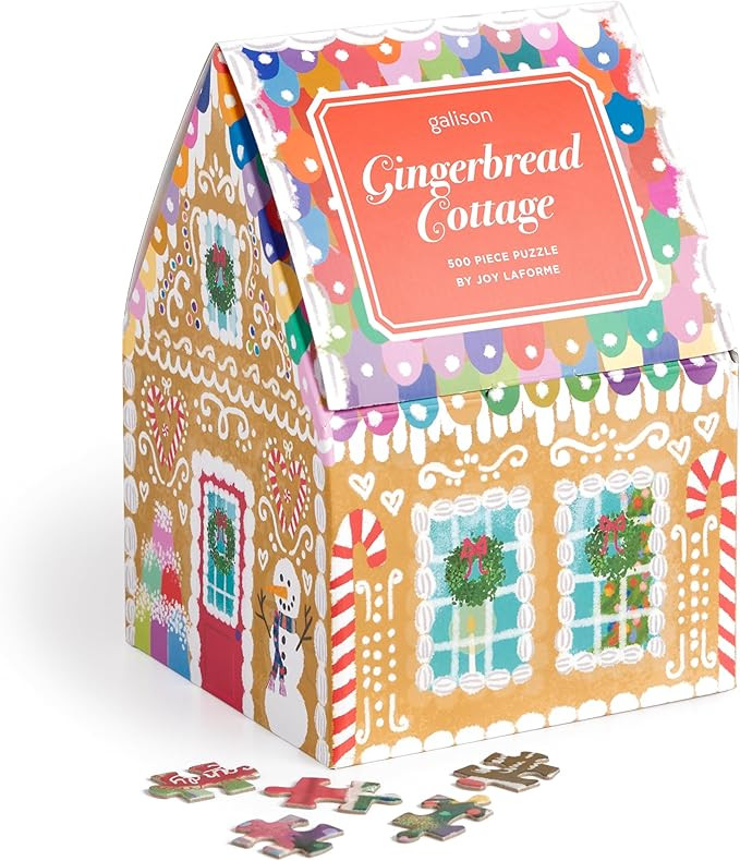 Galison Gingerbread Cottage – 500 Piece Joy Laforme House Shaped Jigsaw Puzzle Featuring Beauti... | Amazon (US)