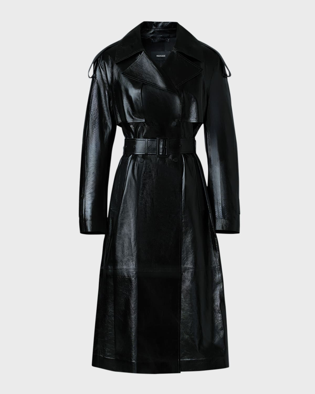 Carmela Belted Lambskin Leather Trench Coat | Neiman Marcus