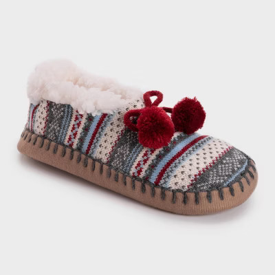 Muk Luks Women's Ballerina Slipper Socks with Pom Poms | Target