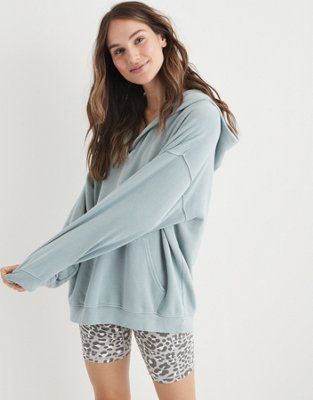 Aerie Happy Henley Hoodie | American Eagle Outfitters (US & CA)