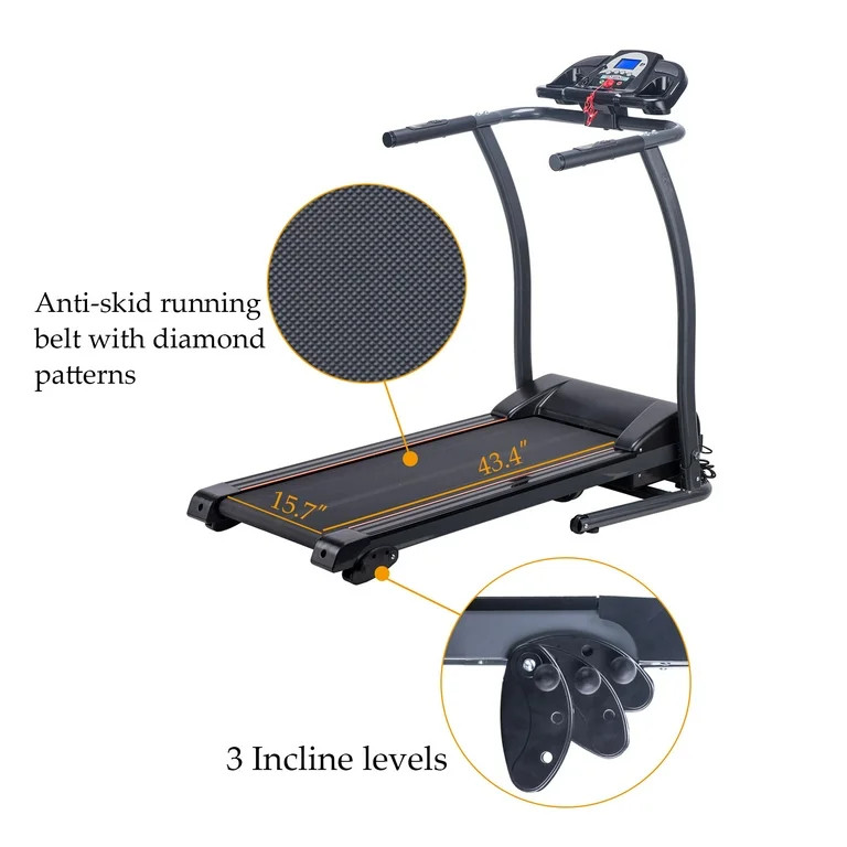 Motorized Treadmill Fitness Health Running Machine Equipment for Home Foldable & Incline 43.3" x ... | Walmart (US)