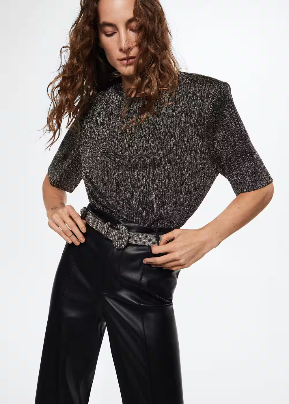 Lurex knitted t-shirt -  Women | Mango United Kingdom | MANGO (UK)