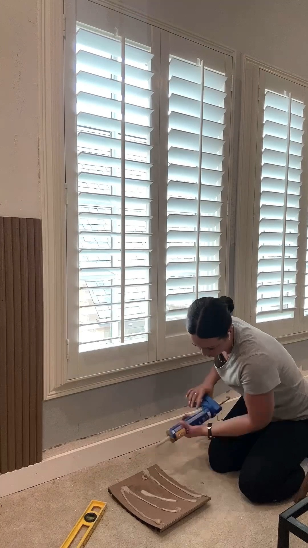 Installing reeded panels! These are super easy to cut! They look even better painted. 

#LTKHome