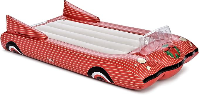 FUNBOY Christmas Convertible Kids Sleeper Air Mattress – Inflatable Red Striped Car Bed with So... | Amazon (US)