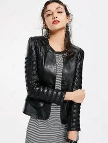Mesh Panel Faux Leather Jacket | ZAFUL (Global)