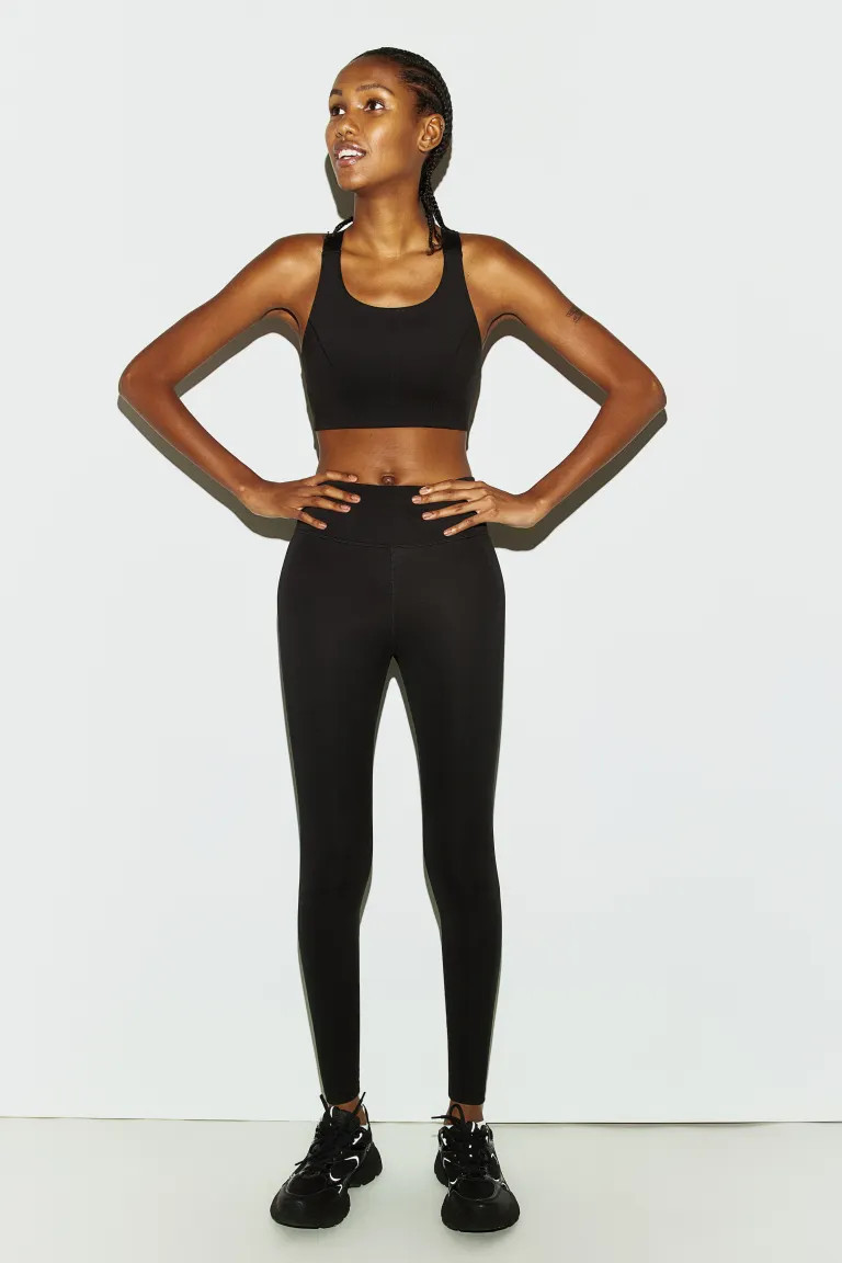 DryMove™ Sporttights - Hoher Bund - Lang - Schwarz - Ladies | H&M DE | H&M (DE, AT, CH, NL, FI)