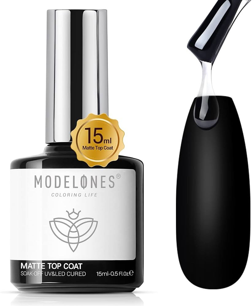 modelones Gel Top Coat, 15ml Matte No Wipe Top Coat Gel Nail Polish Soak Off Matte Finish Long La... | Amazon (US)