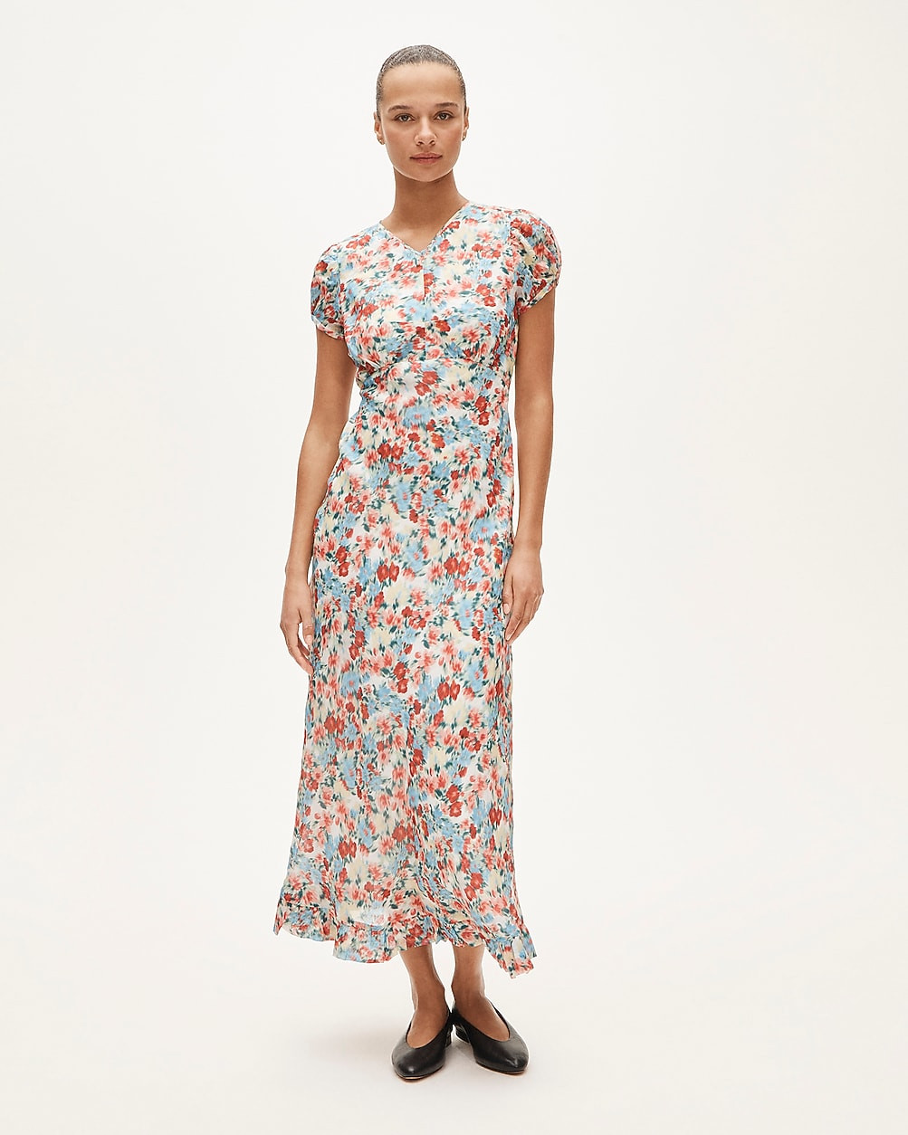 Tall V-neck ruffle-hem midi dress | J. Crew US