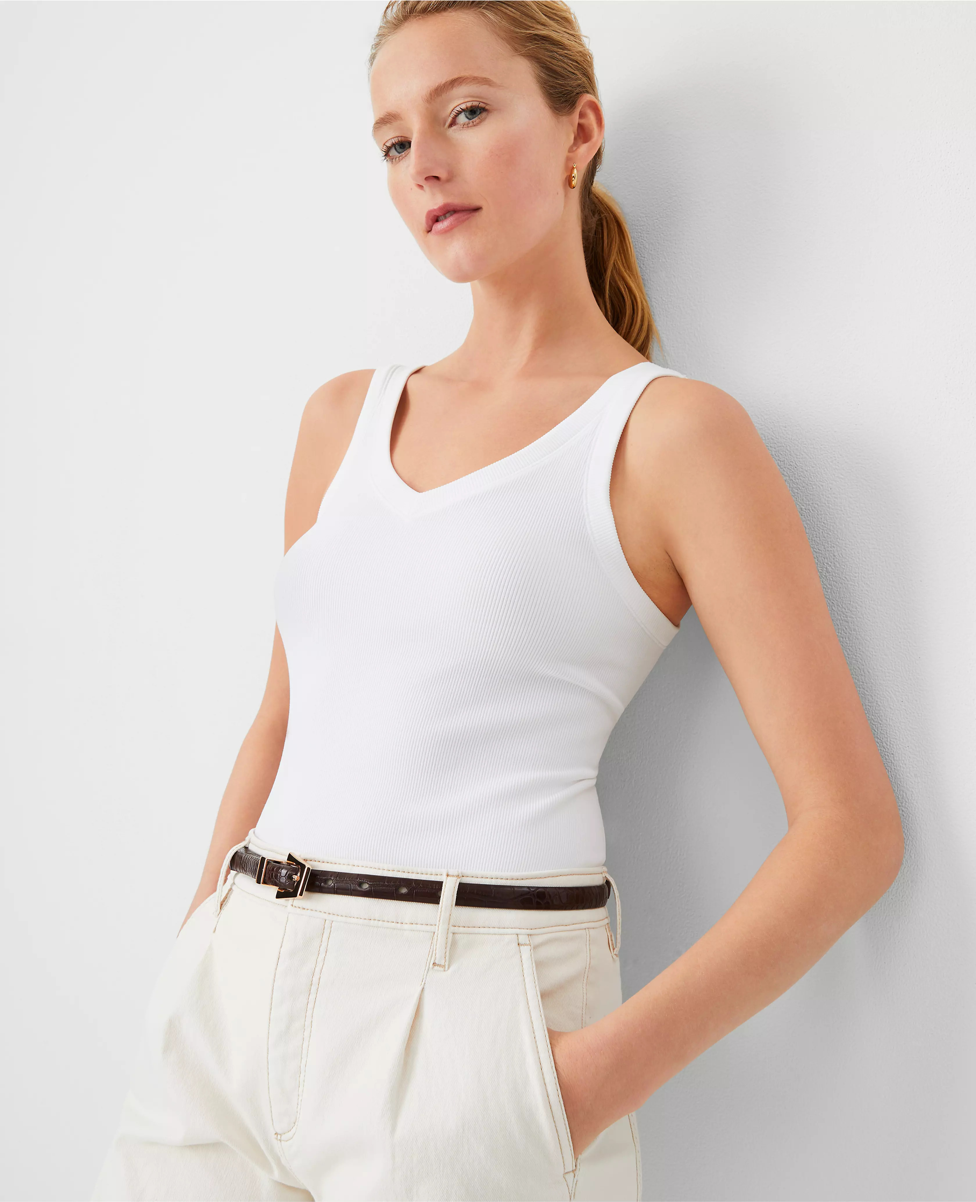 AT Weekend Double V Tank Top | Ann Taylor (US)