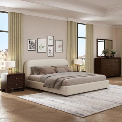 Bed, Beige Fabric | Wayfair North America