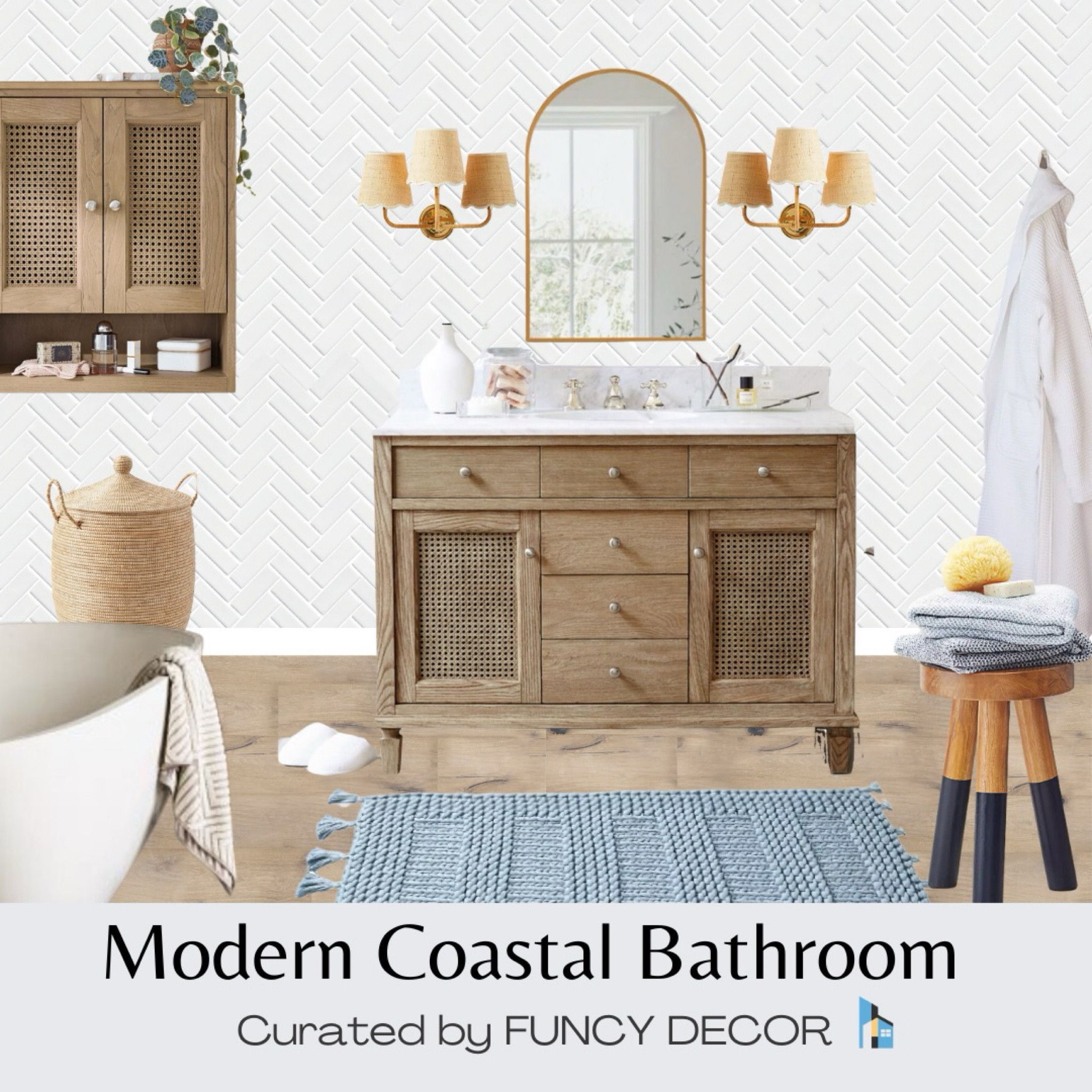 Coastal charm in a relaxing and serene bathroom styled with pieces from some of our favorite sources including Pottery Barn and Serena and Lily 

#LTKhome #LTKstyletip