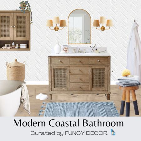 Coastal charm in a relaxing and serene bathroom styled with pieces from some of our favorite sources including Pottery Barn and Serena and Lily 

#LTKhome #LTKstyletip