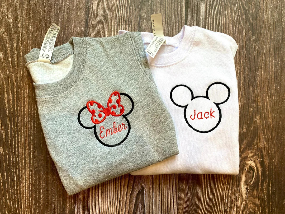 Boy and Girl Toddler Disney Name Sweatshirts, Personalized Disney Toddler Sweatshirts, Minnie Mou... | Etsy (US)