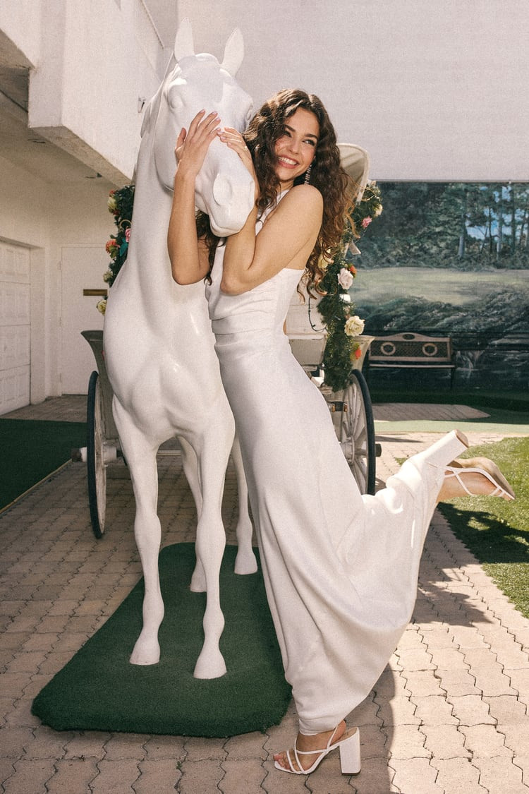 Effortlessly Sensational White Satin Backless Maxi Dress | Lulus