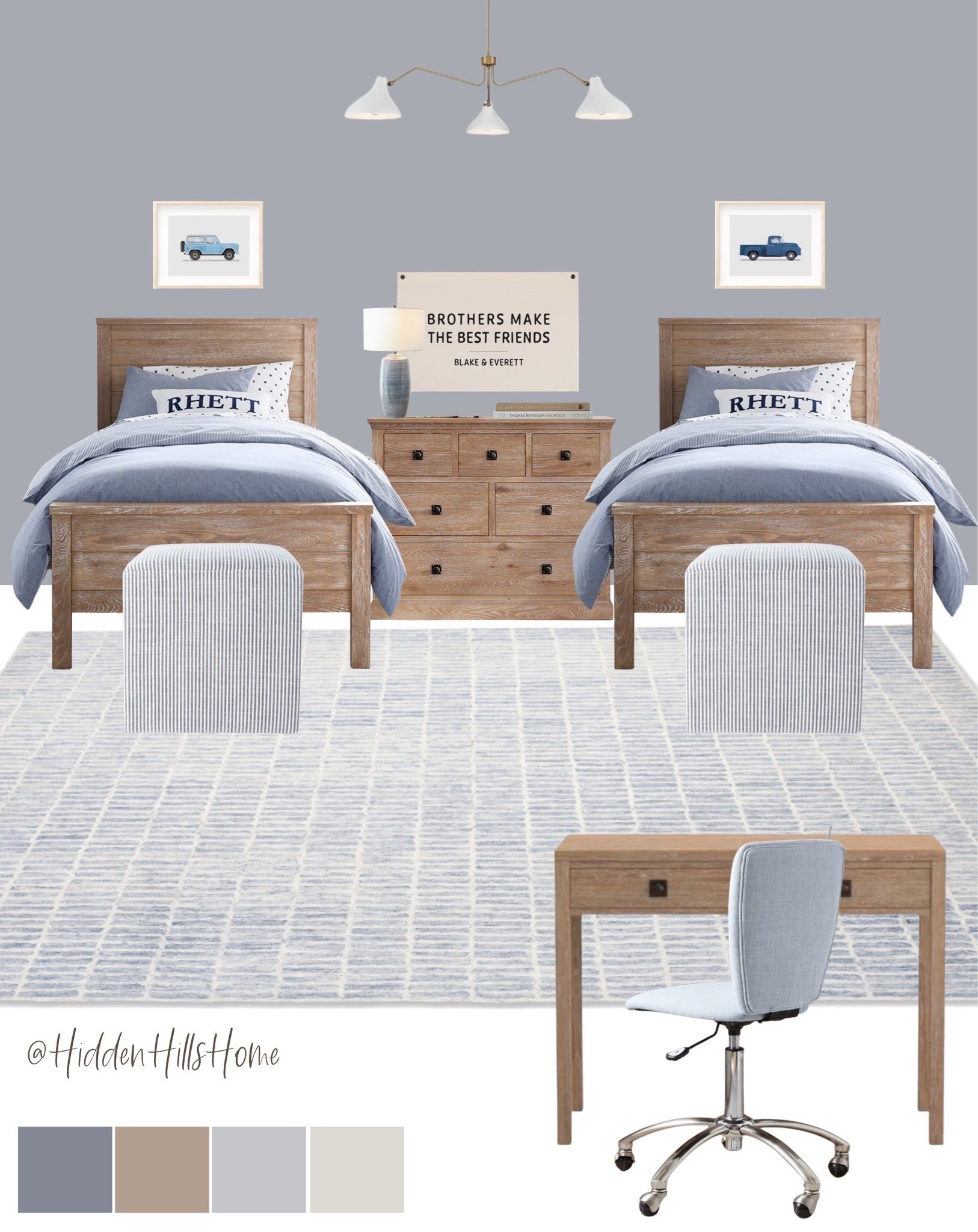 Shared boys bedroom decor, kids bedroom, twin boys room decor, sibling shared room, boys bedroom mood board, twin boys room Inspo #boysbedroom