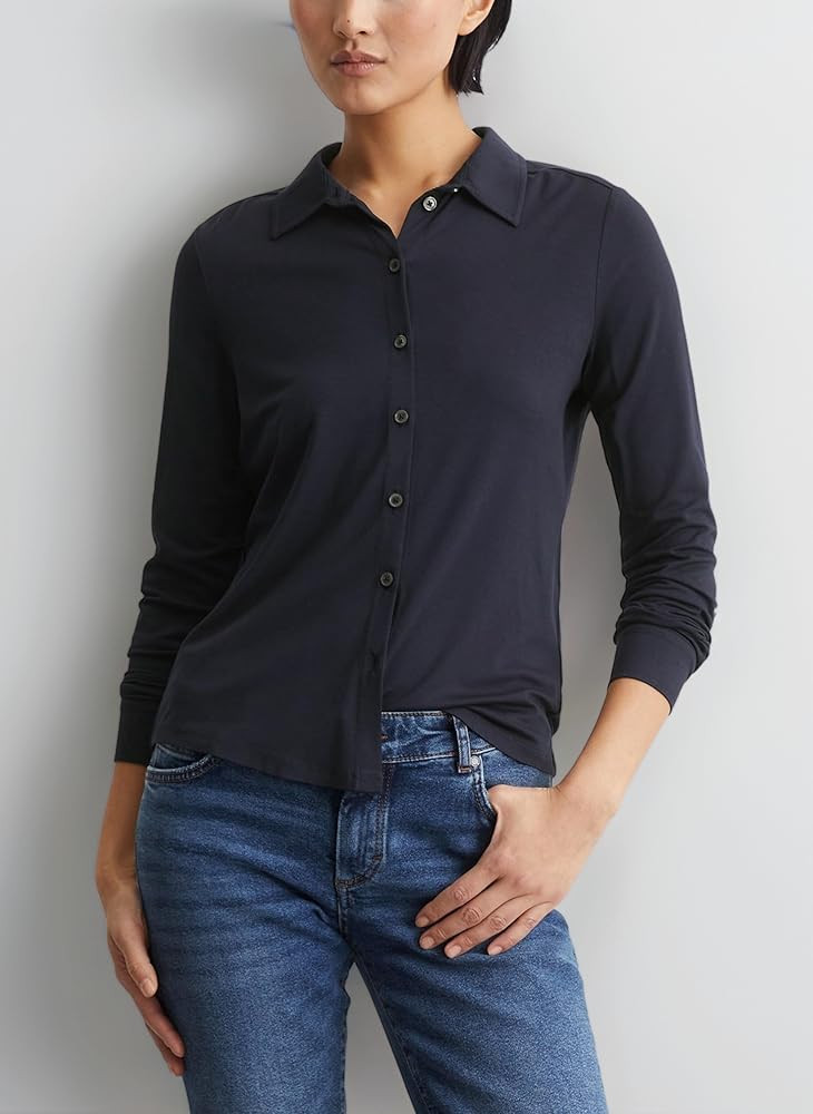 Marc O'Polo Damen Jerseybluse mit Stretch-Anteil Spitzkragen | Amazon (DE)