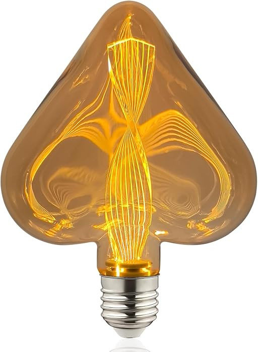 Led Decorative Light Bulbs - Amber Glass Heart Shape, 1.5W 2200K Warm Glow, Non-Dimmable LED Bulb... | Amazon (US)