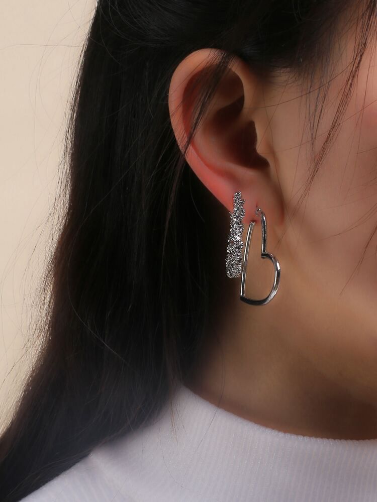 4pcs Heart Shaped Earrings | SHEIN