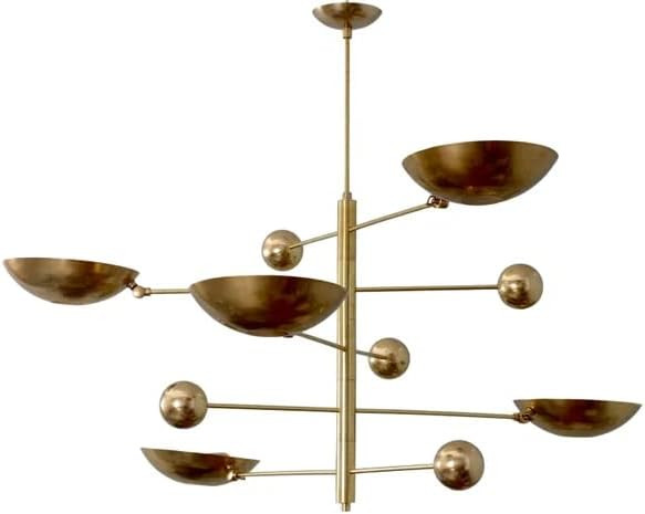 NauticalMart 5 Light Pendant Mid Century Modern Raw Brass Sputnik Chandelier Light Fixture | Amazon (US)