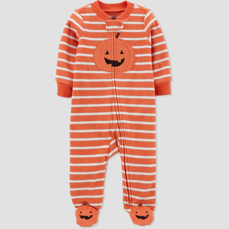 Carter's Just One You® Baby Pumpkin Microfleece Footed Pajama - Orange | Target